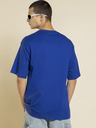Image of Bewakoof X Streetwear Men's Blue Oversized T-Shirt