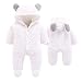 VNVNE Newborn Baby Cartoon Bear Snowsuit Warm Fleece Hooded Romper Jumpsuit (0-3 M, White)