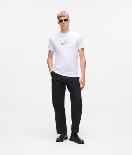 Karl Lagerfeld Jeans, Hombres, Camiseta Ajustada De Manga Corta Con Logotipo, Corte Slim, Blanco, L