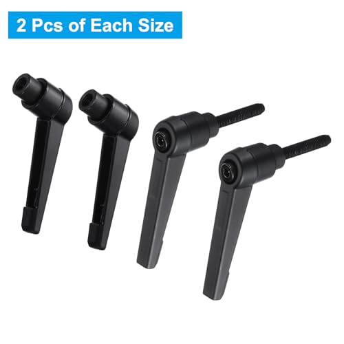 Image of uxcell 4pcs Clamping Lever Adjustable Handle Set Metric M5 x 25mm Male & M5 Female Thread Level Handles Hand Stud Knobs Quick Release Black for Lathe Machinery