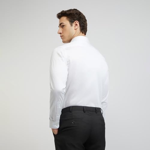 Image of Raymond Men Cotton Slim Fit Solid Pattern Semi Cut Away Collar Formal Shirt