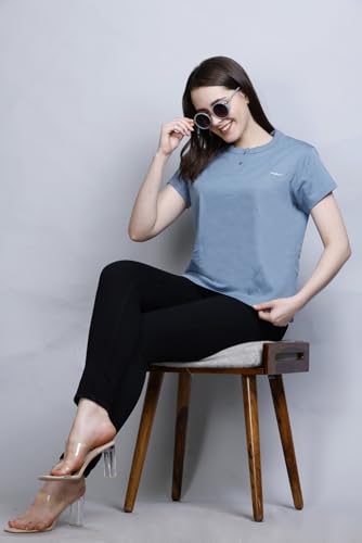 Image of CUPID Women Comfortable Cotton Round Neck Half Sleeve Casual T-Shirt, Sleep, Night, Yoga, Daily Gym n Lounge Wear Short Tee /Top for Girls