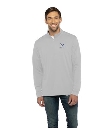 Vantage Apparel US Air Force Premium Lightweight Stretchy 1/4 Zip Team Pullover, US Air Force, Silver, 5X-Large