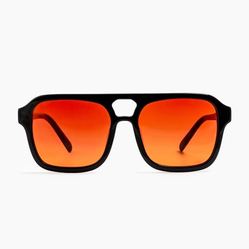 TrueDark by Dave Asprey | Sunsets Monaco | Blue Light Blocking Glasses for Women & Men Gradient Red Yellow Lenses Block 99% of Blue Light for Evening Screen Time