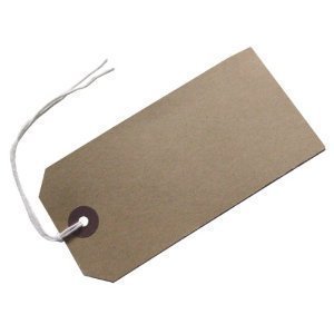 Merit 50 Medium Brown/Buff Strung 96 x 48 mm Tag/Tie On Luggage Craft Labels - 3 Pack, Manilla, Individual Packaging, Buffalo