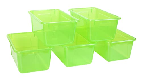 Image of Storex Small Cubby Bins - Plastic Storage Containers for Classroom, 12.2 x 7.8 x 5.1 inches, Candy Green, 5-Pack (62477A05C)