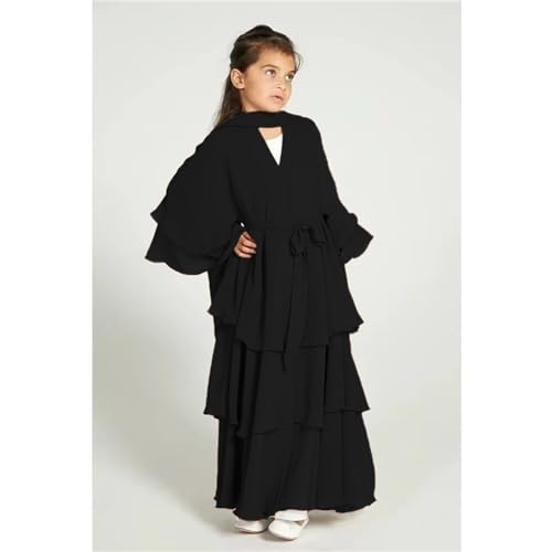 Kids Girl Muslim Abaya Prayer Dress with Belt Robe Toddler Girl Long Sleeve Ramadan Eid Thobe Muslim Clothes Dress2