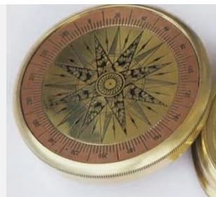 Brújula Vintage de Bolsillo de Latón con Estuche de Cuero Clásica de Navegación Náutica para Senderismo, Camping, Viajes y Uso al Aire Libre miniatura 3