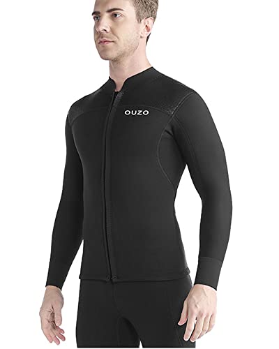 Chaqueta de Neopreno para Hombre, Traje de Buceo de 3MM con Cremallera Frontal y Mangas Largas para Buceo, Surf y Natación miniatura 1