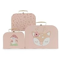 Bieco Ella Dreamy Flowers Set of 3 Children's Suitcases with Metal Handles, Gift Box, Small Children's Briefcase, Pink Colour, Colour: pink.