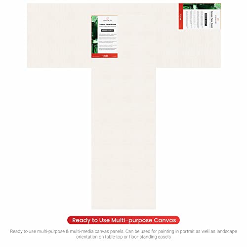 Image of Scholar Art Hobby Series 04 Oz (230 GSM) 100% Cotton Canvas Panel Board for Painting (White Blank Canvas Boards for Acrylic Paint, Oil Paint, Wet & Dry Media) | 12 inchx36 inch (30x90 cm), Pack of 4