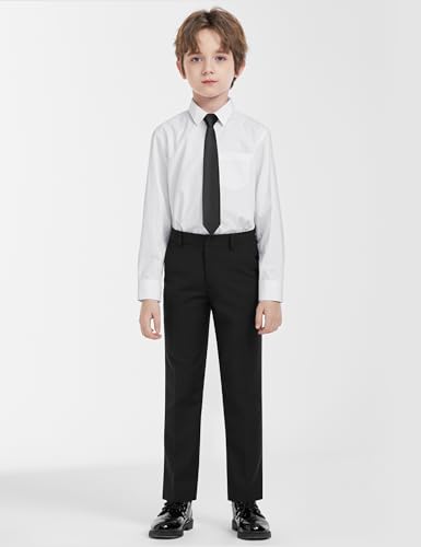 Image of Boys Husky Suit Vest 4 Pieces Kids Black Formal Vest and Pants Set for Wedding Ring Bearer, Easter, First Communion, Confirmation, Graduation (Size 20 Husky)