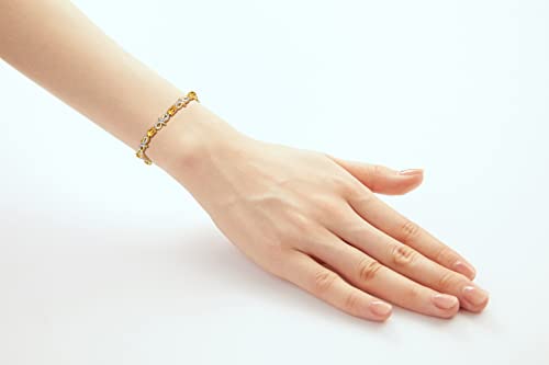 Rylos Bracelets For Women 925 Yellow Gold Plated Silver Infinity Tennis Bracelet Gemstone & Diamonds Adjustable To Fit 7"-8" Wrist, 9-6X4Mm Citrine Jewelry For Women Friendship Bracelets #TOP1