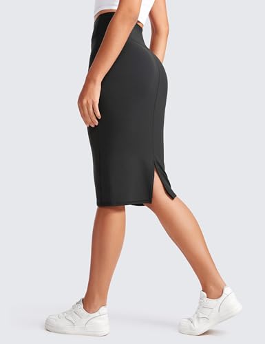 CRZ YOGA Butterluxe Midi Pencil Skirts for Women V Cross High Waist Bodycon Stretch Casual Work Skirt4