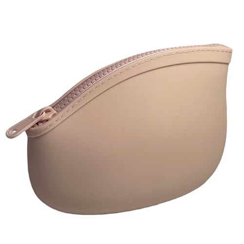 Small Makeup Bag Premium Silicone Purse Bag Multifunctional Essential Bag Zipper Pouch Water and Heat Resistant (Pink)