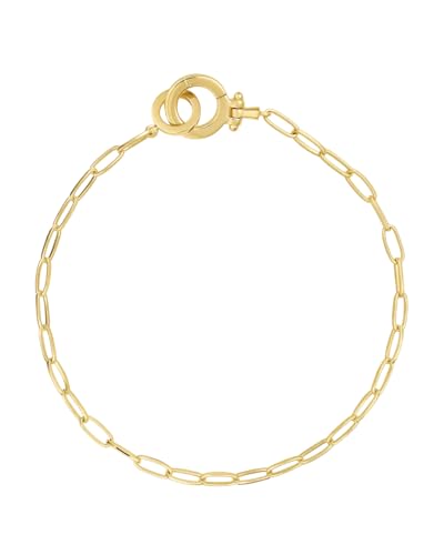 gorjana - Parker Mini Bracelet 7 1/8 inches - 18k Gold Plated Brass - Classic Chain Link Design - Hinge Closure - Layering with Other Jewelry