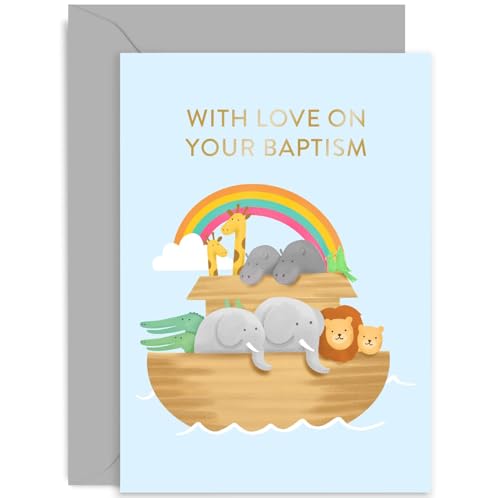 Old English Company Noah's Ark baptism card image
