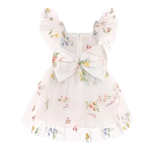 Toddler Kids Flower Girls Ruffle Sleeve Embroidered Tutu Dress Petal Lace Princess Formal Wedding Birthday Party Dress2