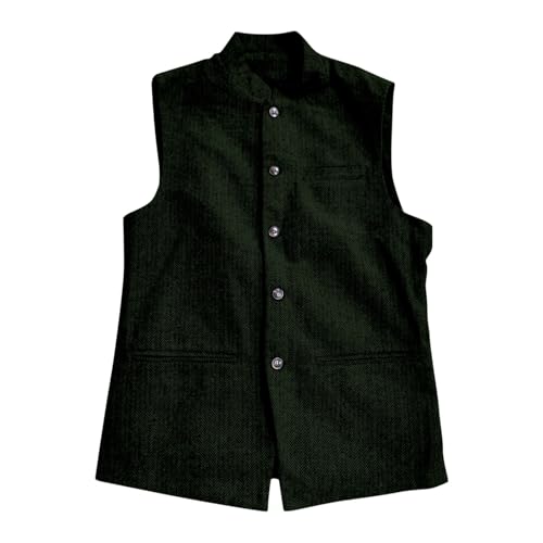 Mens Herringbone Wool Vests Suit Business Tweed High Collar Slim Fit Waistcoats3