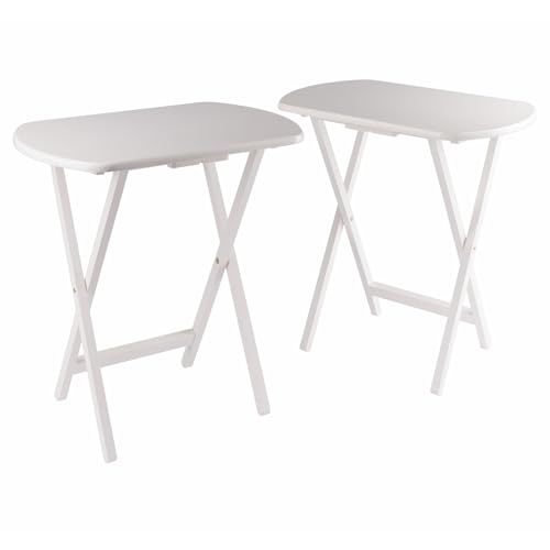 Image of Winsome Corbett Set of 2 Oversized Foldable Snack Tables, Easy to Store Portable Fold Up Table Set for Kitchen, Living Room TV Dining, Crafts, Puzzles, Work from Home