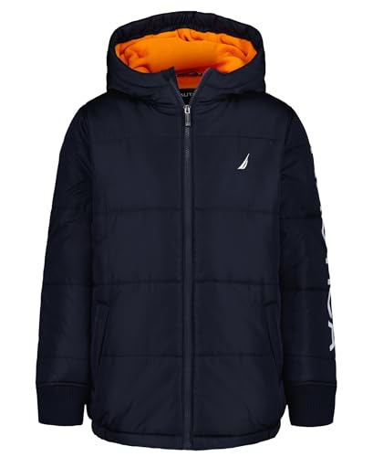Image of Nautica Boys' Heavyweight Hooded Bubble Jacket With Polar Fleece Lining