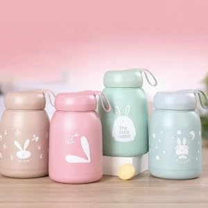 Image of Rabbit Design Cartoon Kids Bottle 330 ML | Cute Printed School Bottle with Handle | Compact Portable Bottle for School Travel Return Gift (Pack of 1)