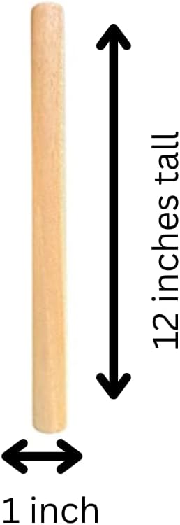 1 x 12 Inch Dowel Rods Wood Sticks Wooden Dowel Rods - Unfinished Hardwood Sticks - 1" by 12" for Crafts (1)