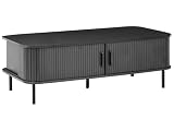 Beliani Mesa de Centro Retro Puertas correderas MDF Patas de Metal Espacio de almacenaje 120 x 60 cm Negro Bradley