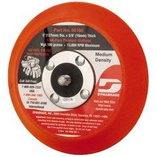DYNABRADE Sanding DISC Backing PAD - Hook & Loop Attachment - Medium Density - 5 in Diameter - Hook Short Non-Vacuum 5/8 in - 56180
