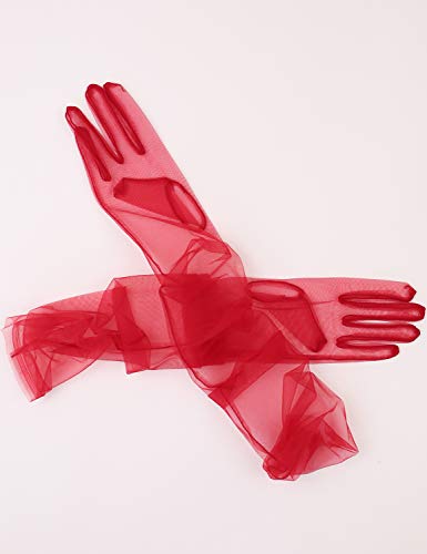 YCShun Women's Tulle long Wedding Bridal Gloves Long Opera Party Gloves 27" Elbow Length Sheer Gloves