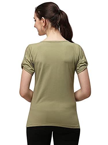 Image of DHRUVI TRENDZ Women's Regular Fit Tops | T Shirt for Women | Tops for Jeans for Women | Tops for Women | Western Tops for Women Stylish | T-Shirt for Women