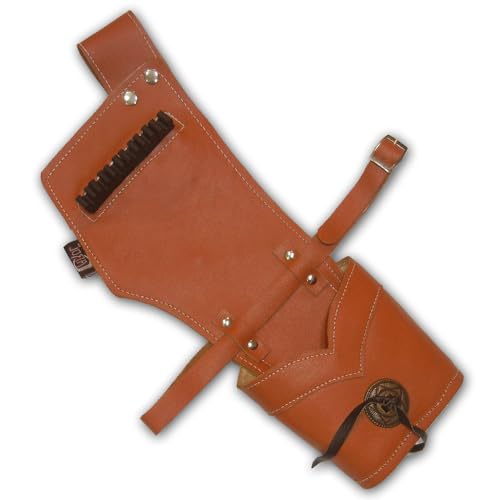 CarolUSA Archery, Hunting, Indoor Outdoor Sports, Target Shooting Practicing Full Grain Finished Tanned Leather Hip Side Waist Belt Arrow Quiver with Leather Leg Belt (Right)