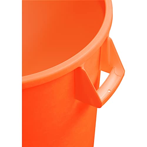 Image of SPARTA Bronco Round Waste Bin, Trash Can with Handles for Garbage or Recycling, 32 Gallon Capacity, Orange