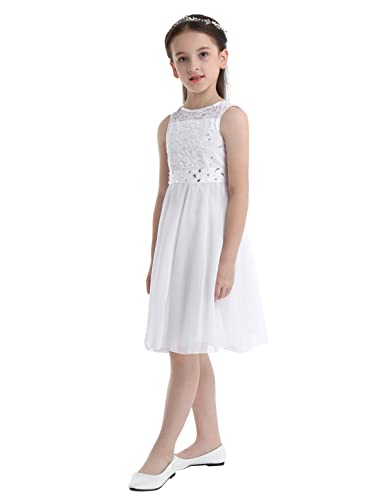 Hularka Kids Girls Sequined Floral Lace Flower Girl Dress Sleeveless Wedding Party Dress Pageant Proms Ball Gown2