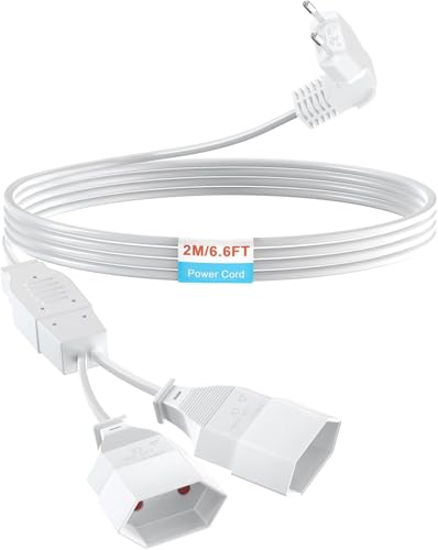 Verlängerungskabel Eurostecker 90 Grad Verlängerung Flachstecker Doppelstecker, Verlängerungskabel Flach,Steckdosenadapter Flach, 2-in-1 Stromkabe NetzkabeTyp-C Euro Stecker2M für TV Computer Monitor