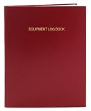 BookFactory Equipment Log Book - 96 Pages 8'' x 10'' Red Cover Section Sewn Hardbound (Made in USA)