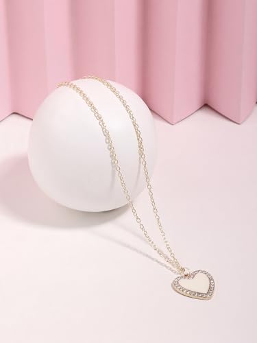 Image of ZAVERI PEARLS Off White Enamelled Austrian Diamonds Embellished Heart Shape Contemporary Pendant & Chain For Women-ZPFK16794