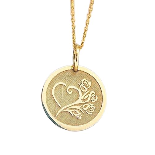 Bijou délicat en forme de rose collier argent 925 plaqué or 24 mm