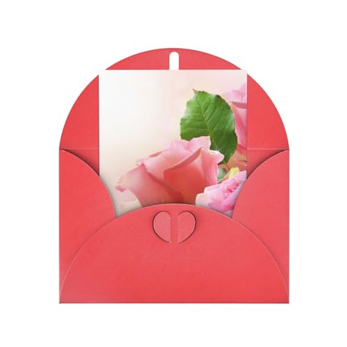 美しいピンクバラ メッセージレターカード 封筒付きクリスマスバースデーカード パーティー招待状クリスマスカード Red