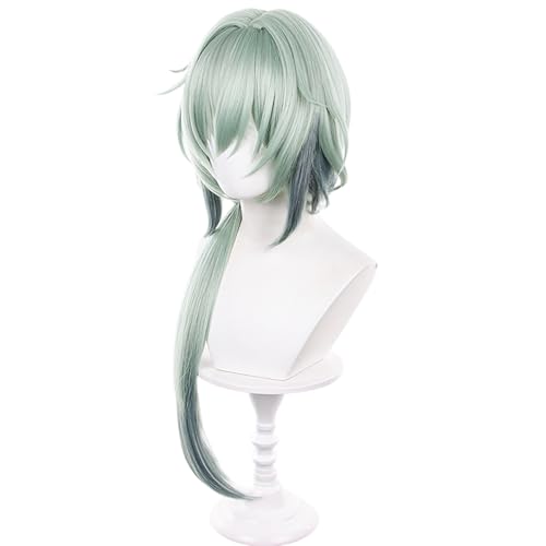 Image of Anime Green Wig Long Straight Wig with Ponytail and Bangs Adult COS Game Cosplay Wigs Naxa Halloween,Christmas,Comic con,Game Show,Party