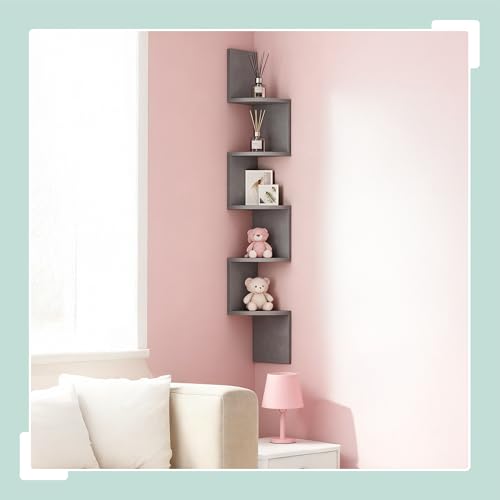 Estantería esquinera de pared zigzag gris para decorar salones modernos 5