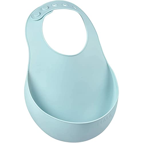 BÉABA, Bavoir pour Bébé en Silicone Imperméable, Tour de cou ajustable, Large poche rattrape aliments, Souple, Léger, Ultra doux, Facile à nettoyer, Airy green