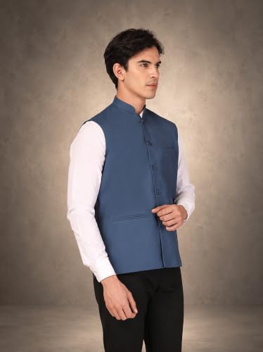 Image of Vastraa Fusion Bandi Modi Koti, Nehru Jacket for Men, Cotton Waistcoat for All Occasion: Diwali, Wedding, Ethnic, Office Party, Formal & casual Look