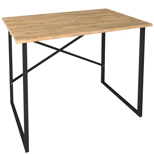 Miroytengo Mesa Escritorio Rus Industrial Roble y Negro 90 cm