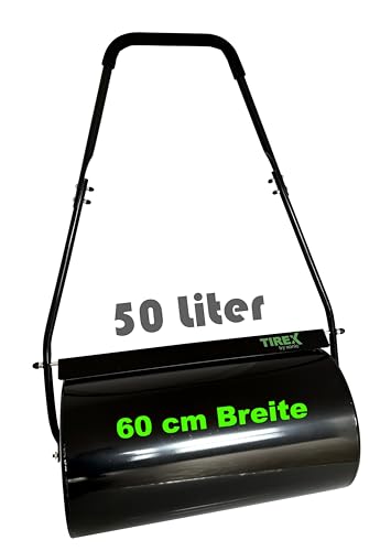 TIREX by xonic® Rasenwalze, Gartenwalze aus Metall, Befüllbar bis 50L, Handwalze für Garten und Rasen (Schwarz)