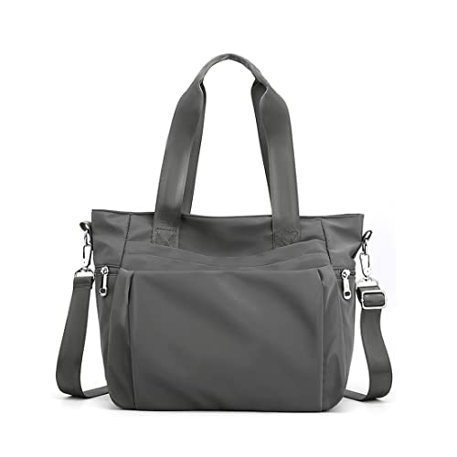 YANAIER Damen Handtaschen Schultertasche Wasserdicht Nylon Casual Multifunktionale Umhängetaschen Damen Hobos Schultertasche Shopper Tasche Grau