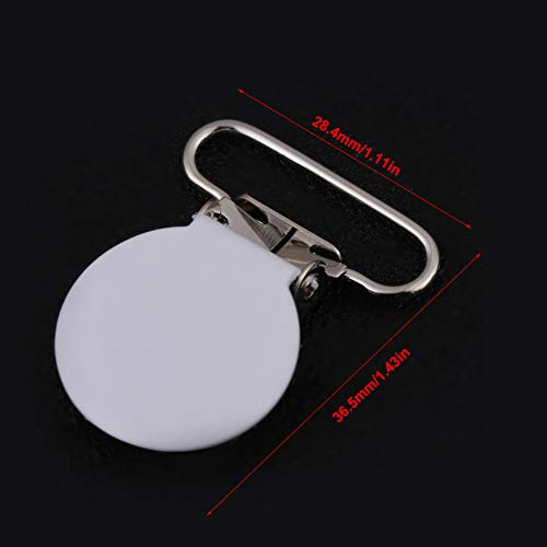 Image of 25mm Round Pacifier Clips, Suspender Snaps, DIY Clothes Accessories, for Making Pacifier Holders Bib Clips(White)