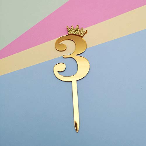 MANIDHARI Gold Number 3 Cake Topper/Happy Birthday Cake Topper/ 3RD ...