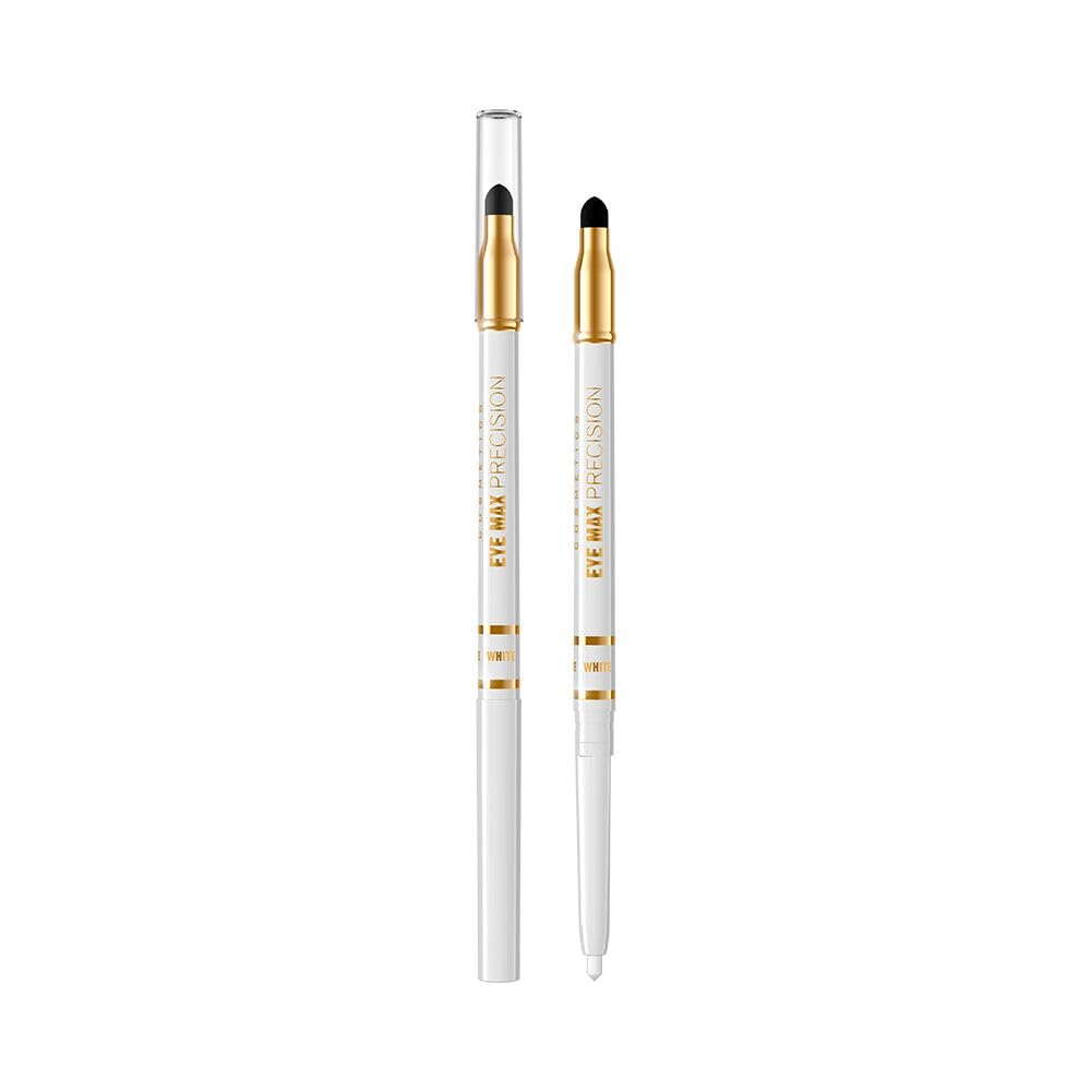 EVELINE COSMETICSEye Max Precision Automatic Eye Pencil with Sponge - White, Creamy Velvet Texture for Precise Lines & Natural Look