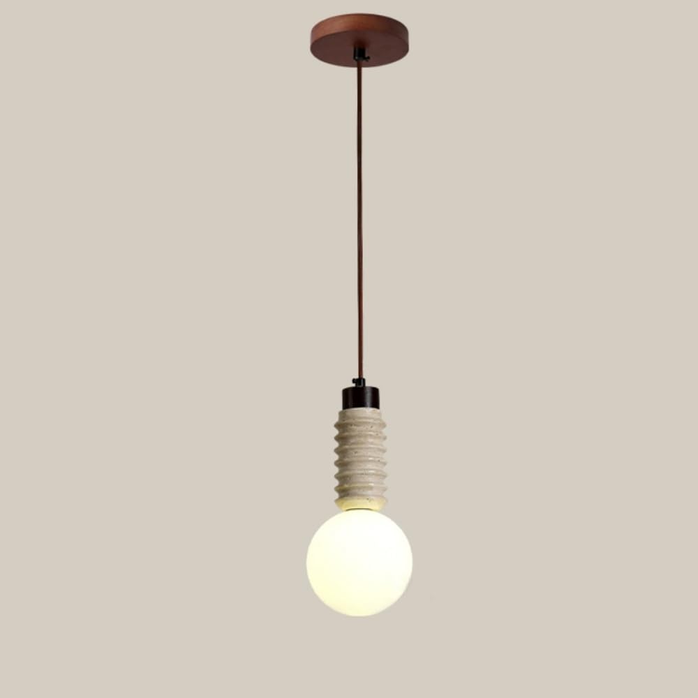 KXEcoLife Japanese Style Natural Stone Pendant Light Fixture Mid Century Modern Kitchen Island Milky White Glass Hanging Lamp Vintage Yellow Travertine Farmhouse Small Chandelier For Living